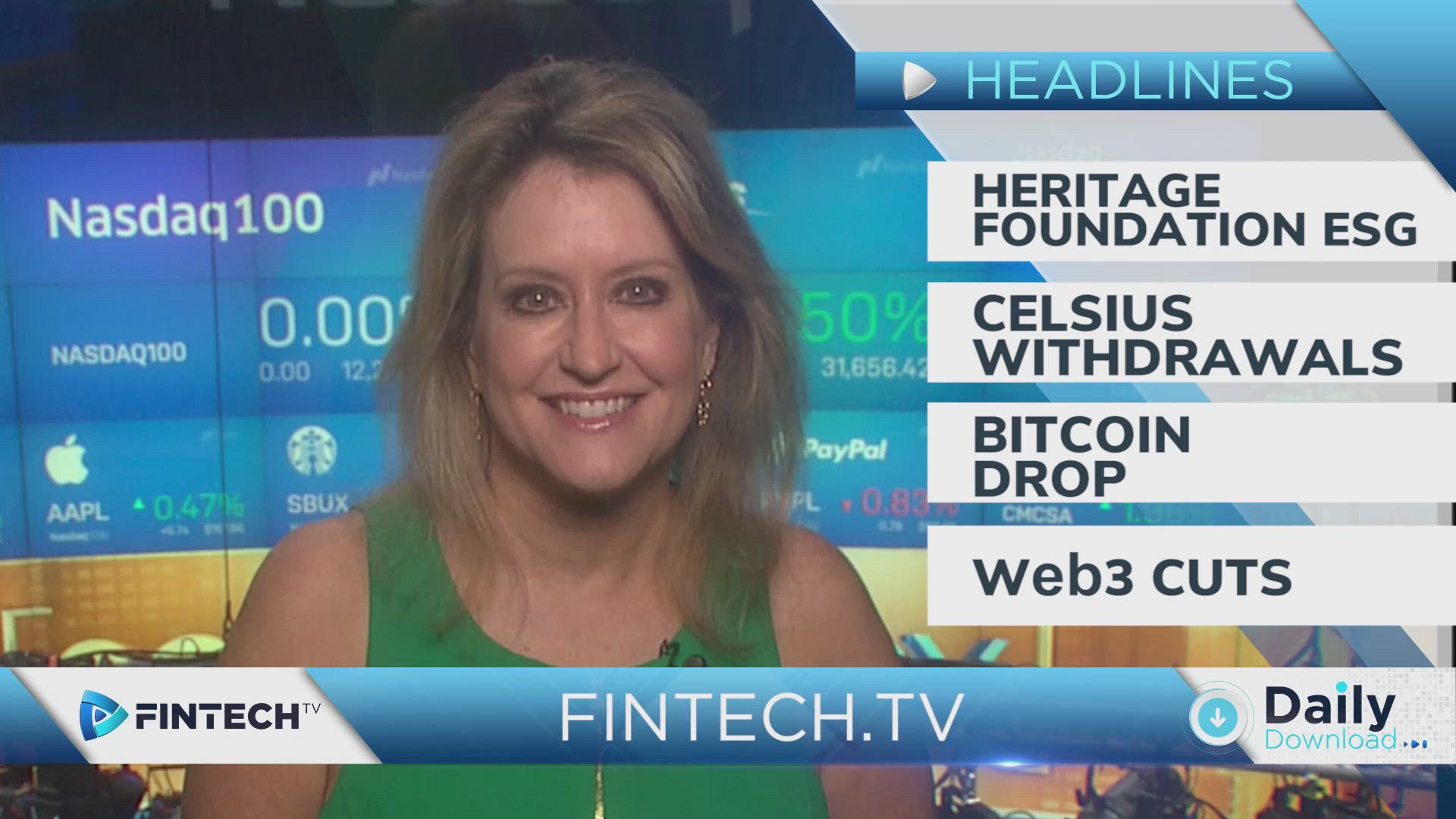 Heritage Foundation ESG, Celsius Reopens Withdrawals, Bitcoin Prices Down, Snap Lay Off