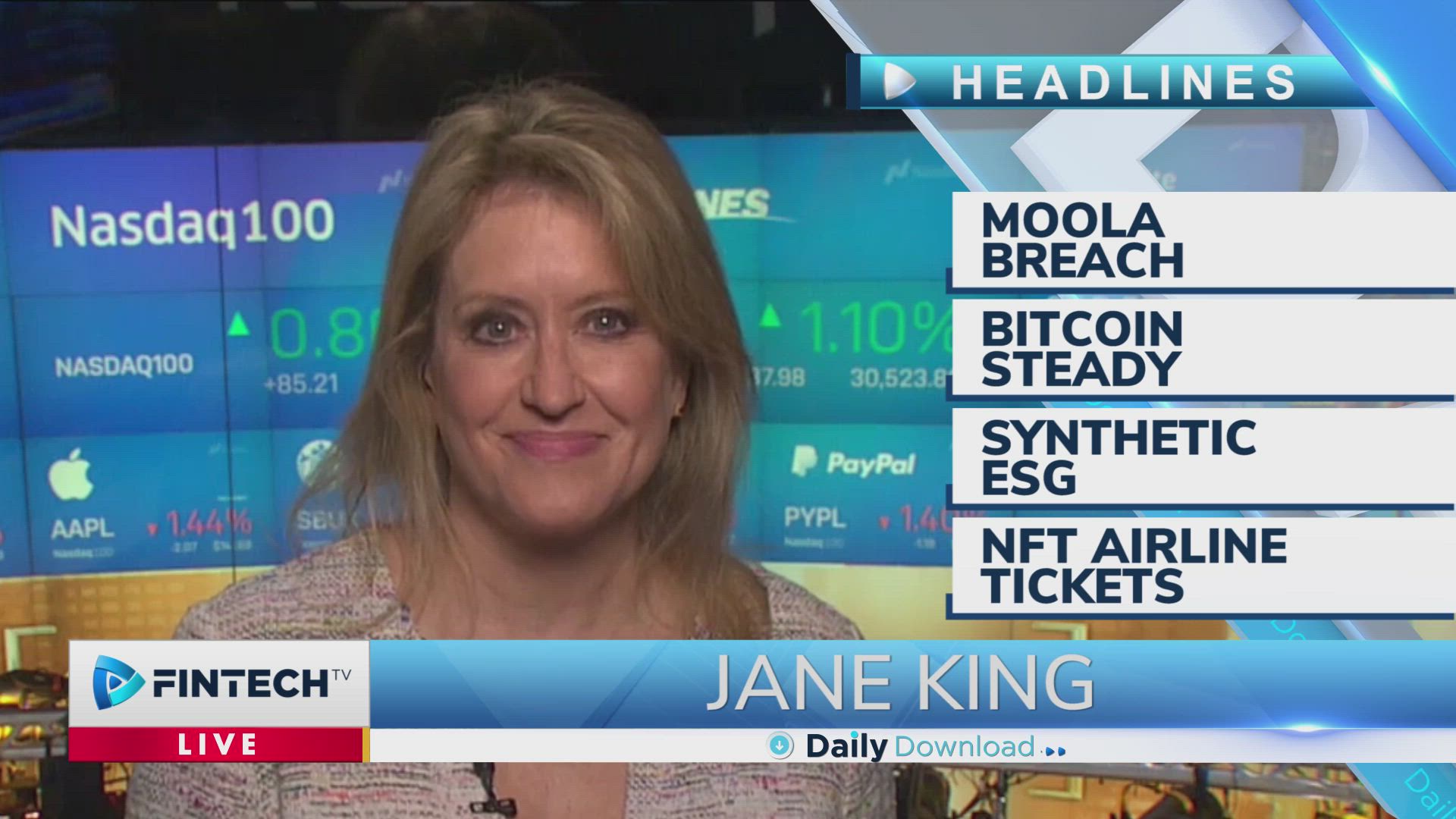 Moola Breach, Bitcoin Steady, Synthetic ESG, NFT Arline Tickets
