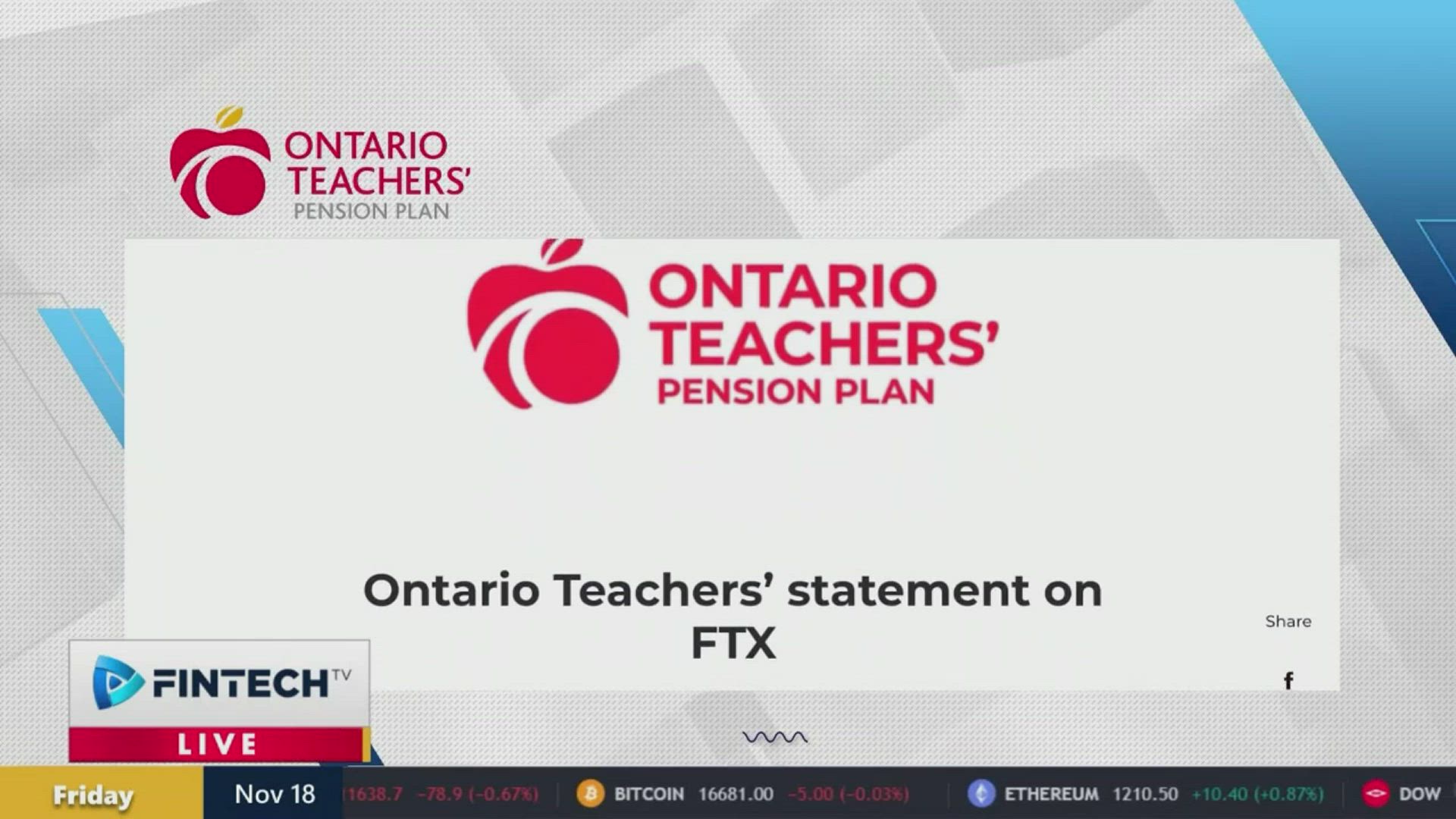 Ontario Teachers’ Statement On FTX