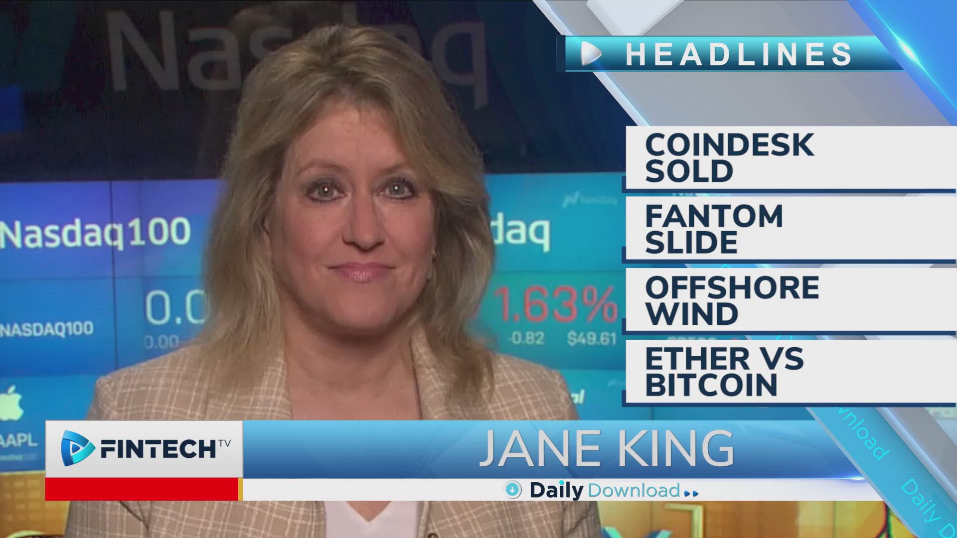 Coindesk sold, Fantom slide, Offshore wind, Ether vs Bitcoin