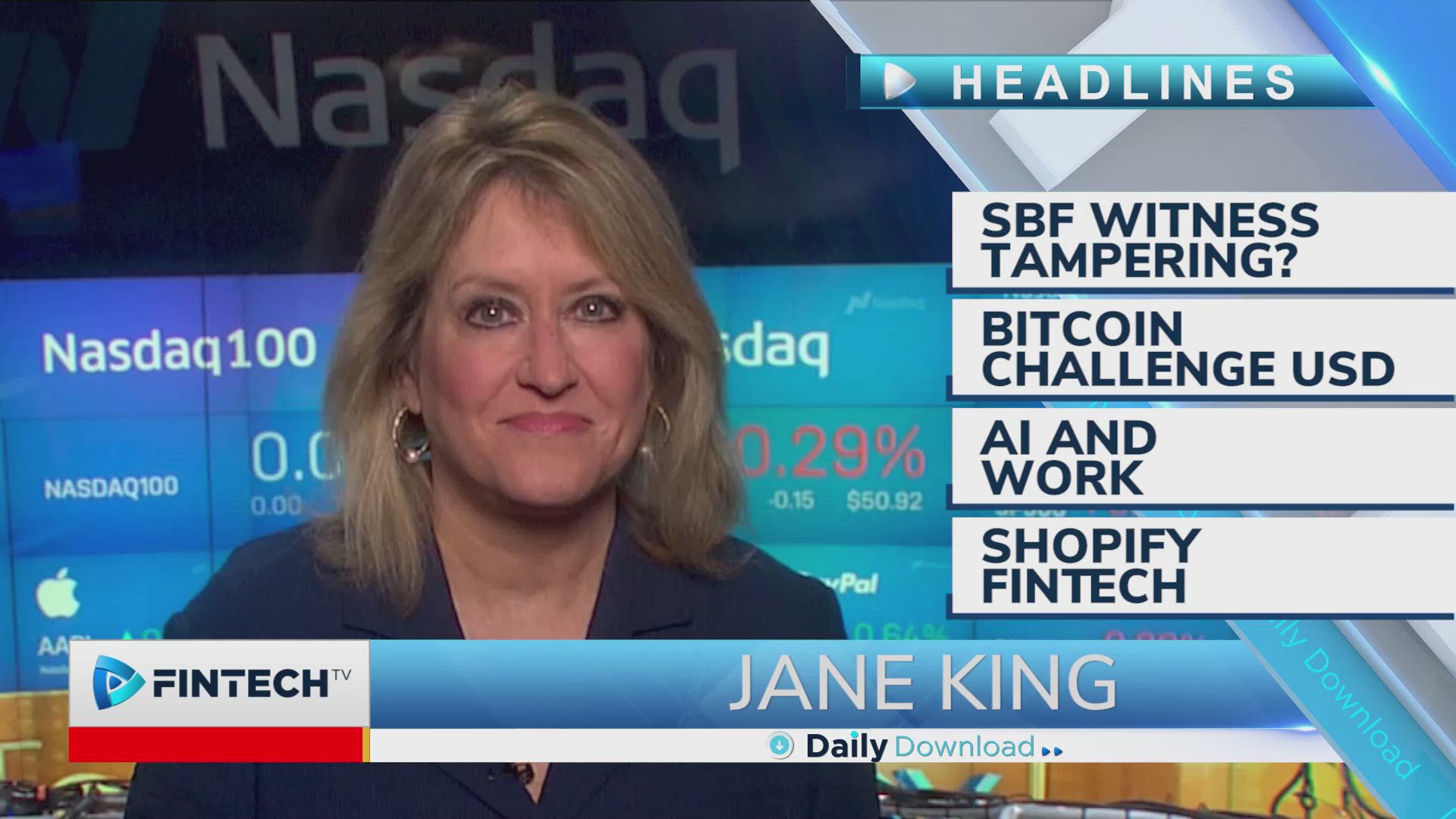 SBF witness tampering, Bitcoin challenge USD, AI and work, Shopify FinTech