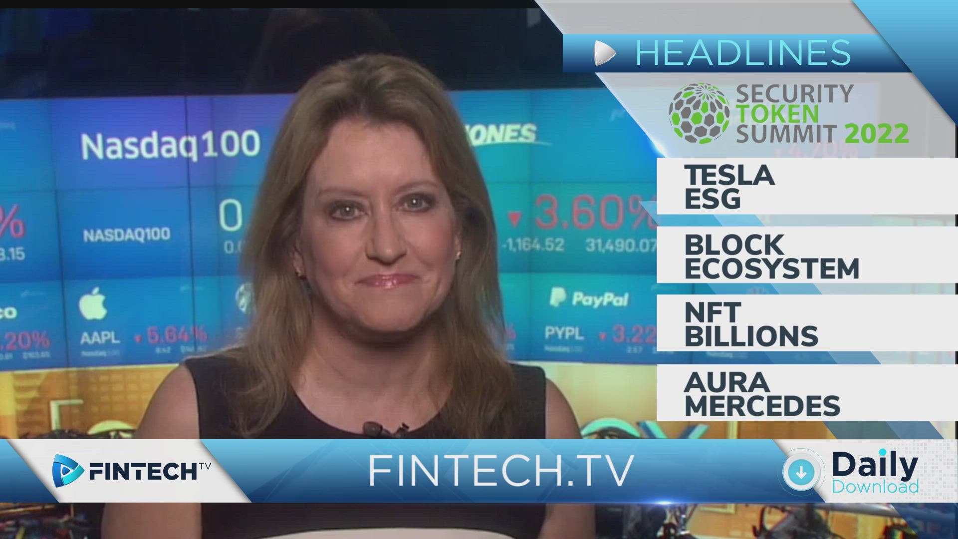 Tesla Kicked Out of 500’s ESG Index, Block Ecosystem, NFTs Hit Billion in Volume, Mercedes-Benz joins Aura Blockchain Consortium