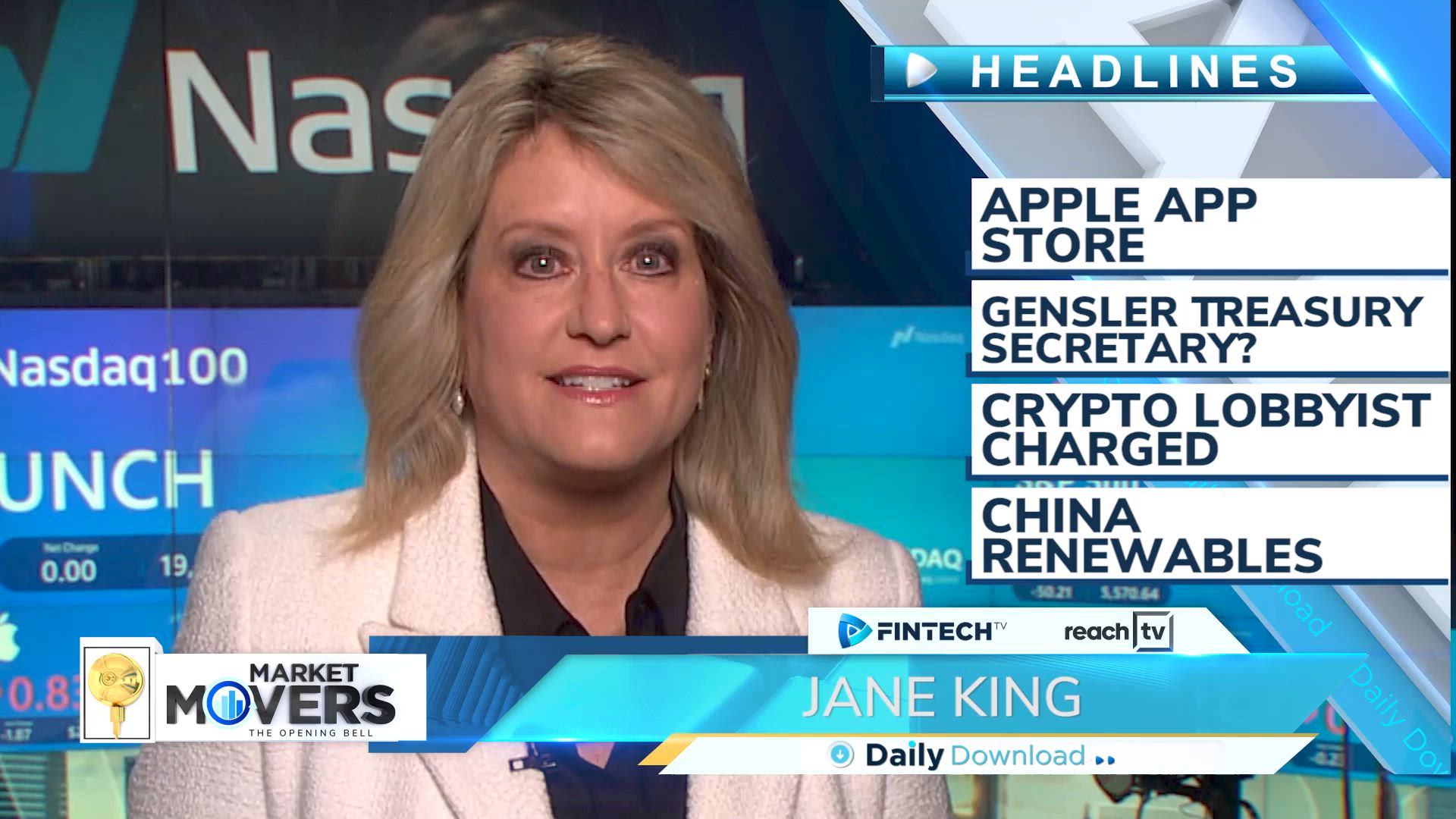 Apple app store, Gensler Treasury secretary?, Crypto Lobbyist charged, China renewables