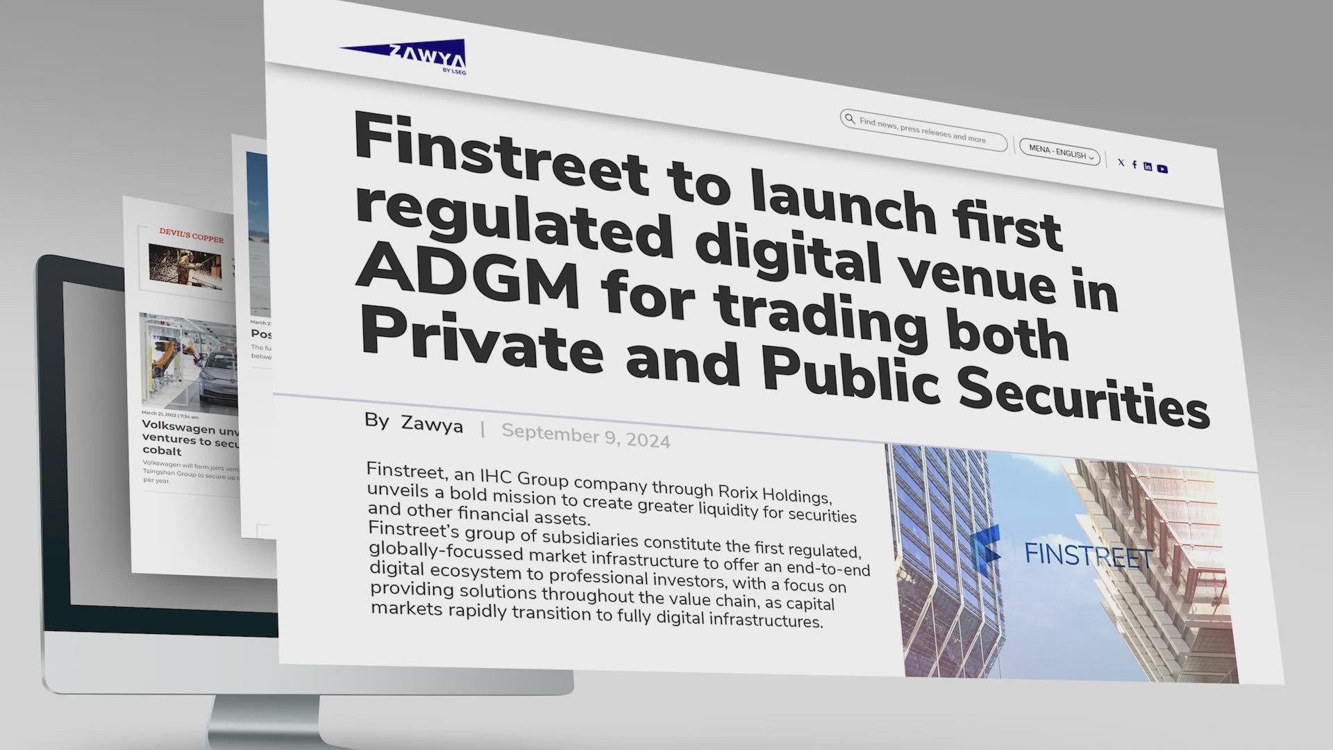 Finstreet to launch first regulated digital venue in ADGM for trading both Private and Public Securities
