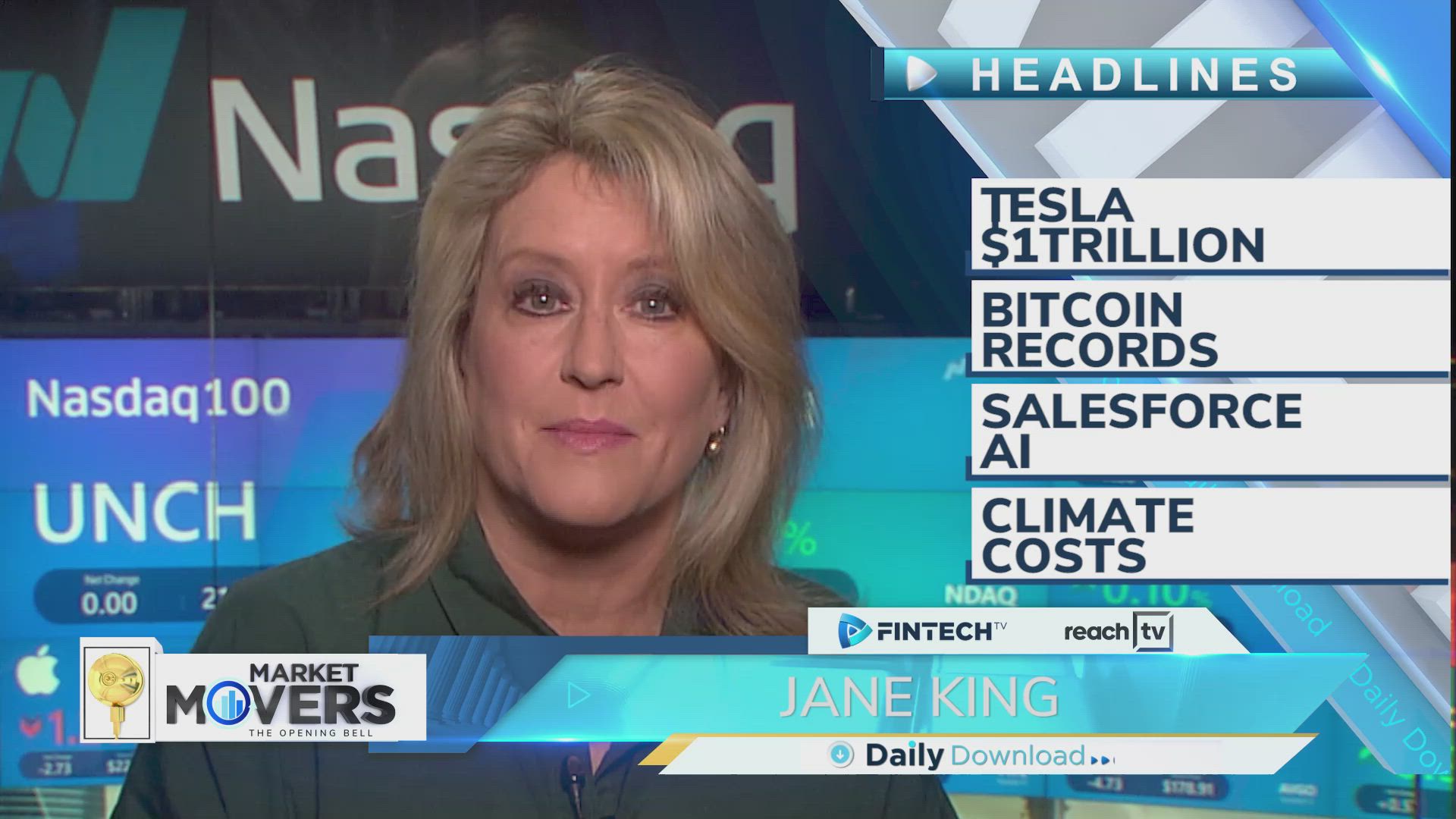 Tesla $1 Trillion, Bitcoin Records, Salesforce AI, Climate Costs